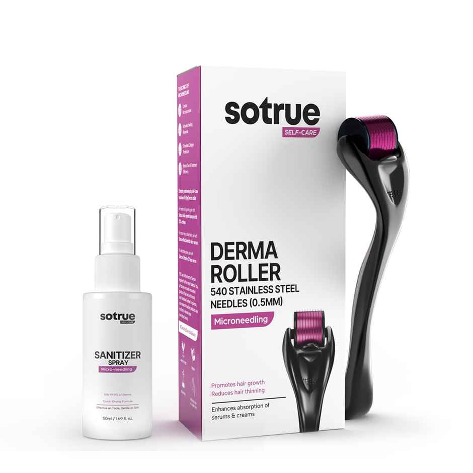 Sotrue Derma Roller 0.5 mm with 540 Stainless Steel Needles | Free Sanitizer 50ml
