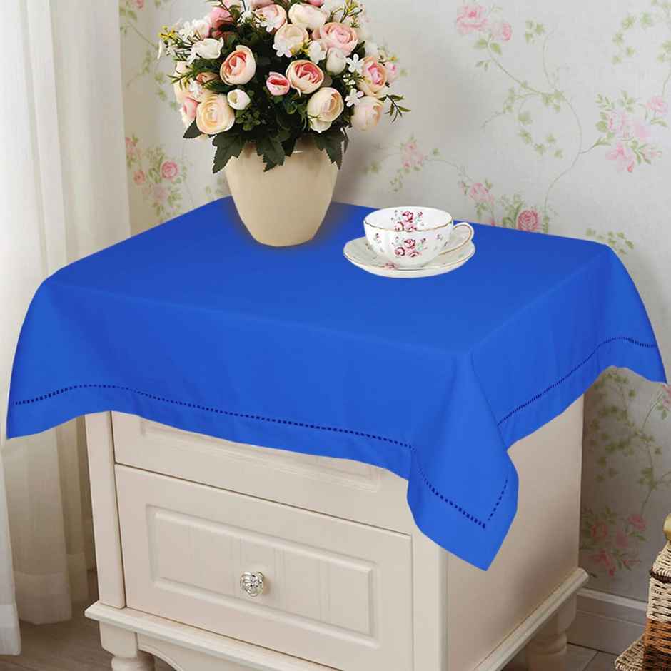 Lushomes Side Table Cover - Blue | Classic Plain | 40 x 40 inch