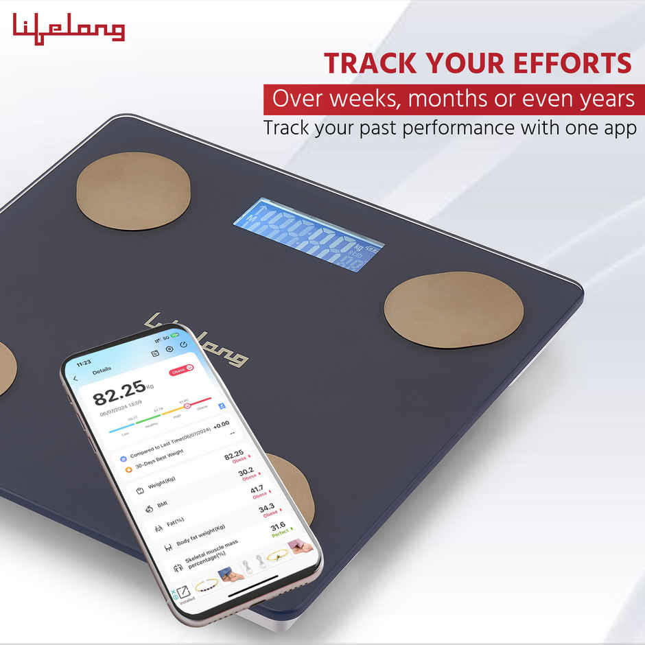 Lifelong Llws36 Smart Bmi Weighing Scale With 13 Body Parameters With Bluetooth Weighing Scale-Blue