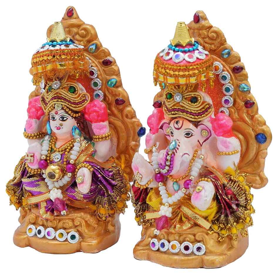 Tied Ribbons Lakshmi & Ganesh Idol Statue Showpiece (12.7 Cm)