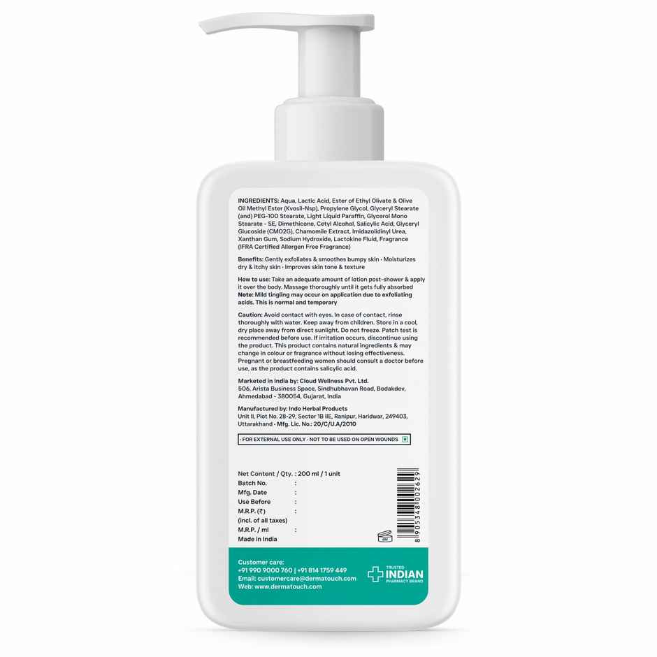 Dermatouch AHA BHA Body Lotion | For Men & Women For Dry And Bumpy Skin