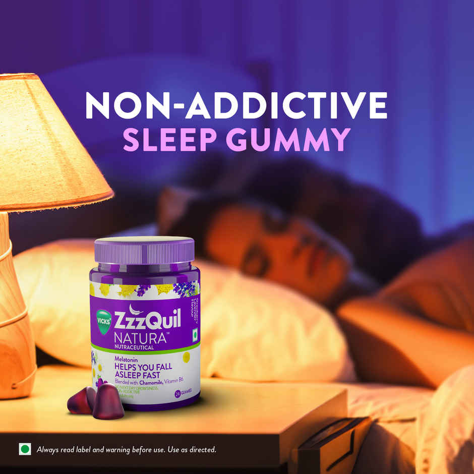 Vicks ZzzQuil Natura, Non-Addictive Sleep-Aid Gummy, Melatonin Helps You Fall Asleep Fast