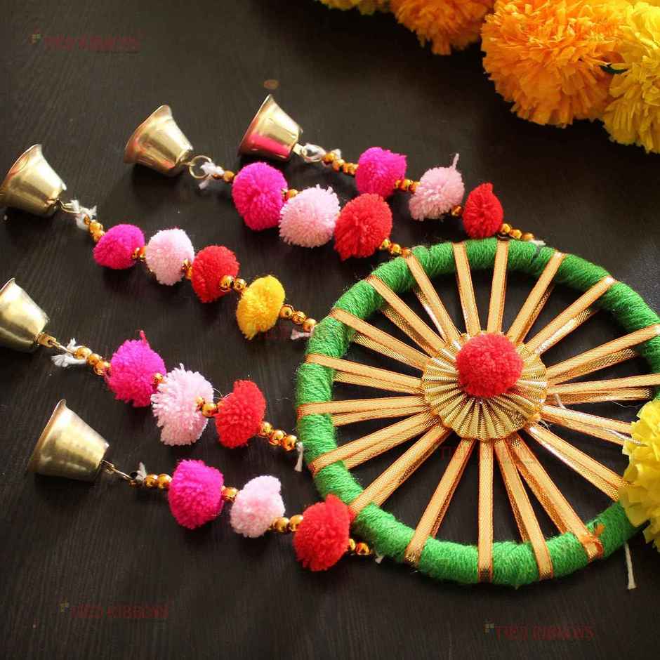 Tied Ribbons Set Of 4 Artificial Marigold Flowers Garland Toran