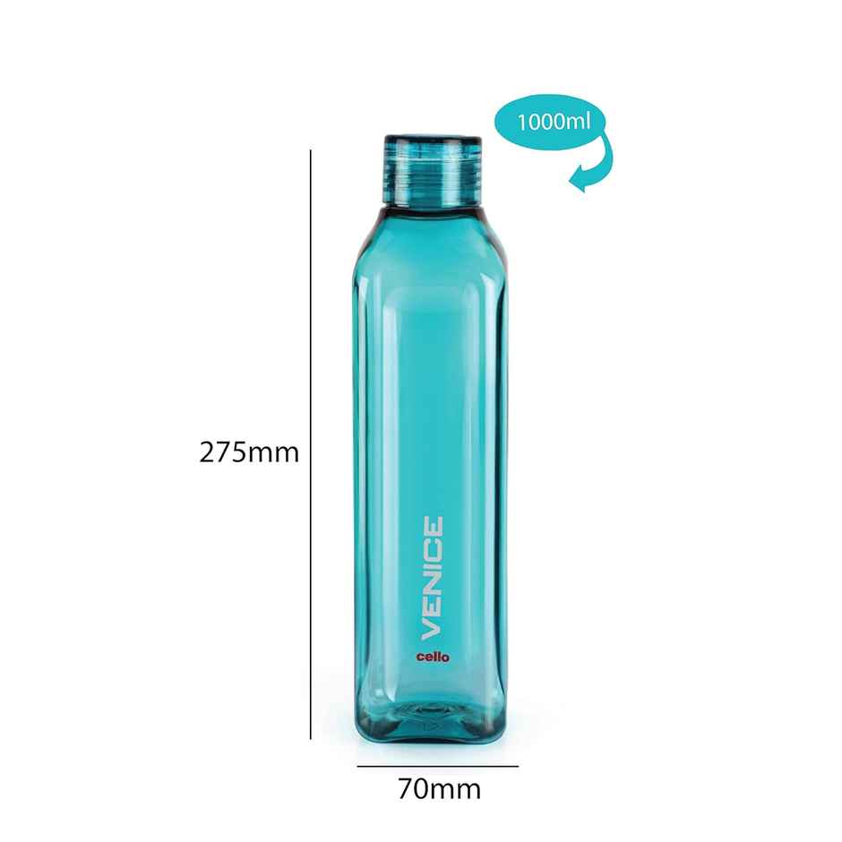 Cello Plastic Venice Water Bottles Black Blue and Pink | Black, Blue, and Pink | 1 L
