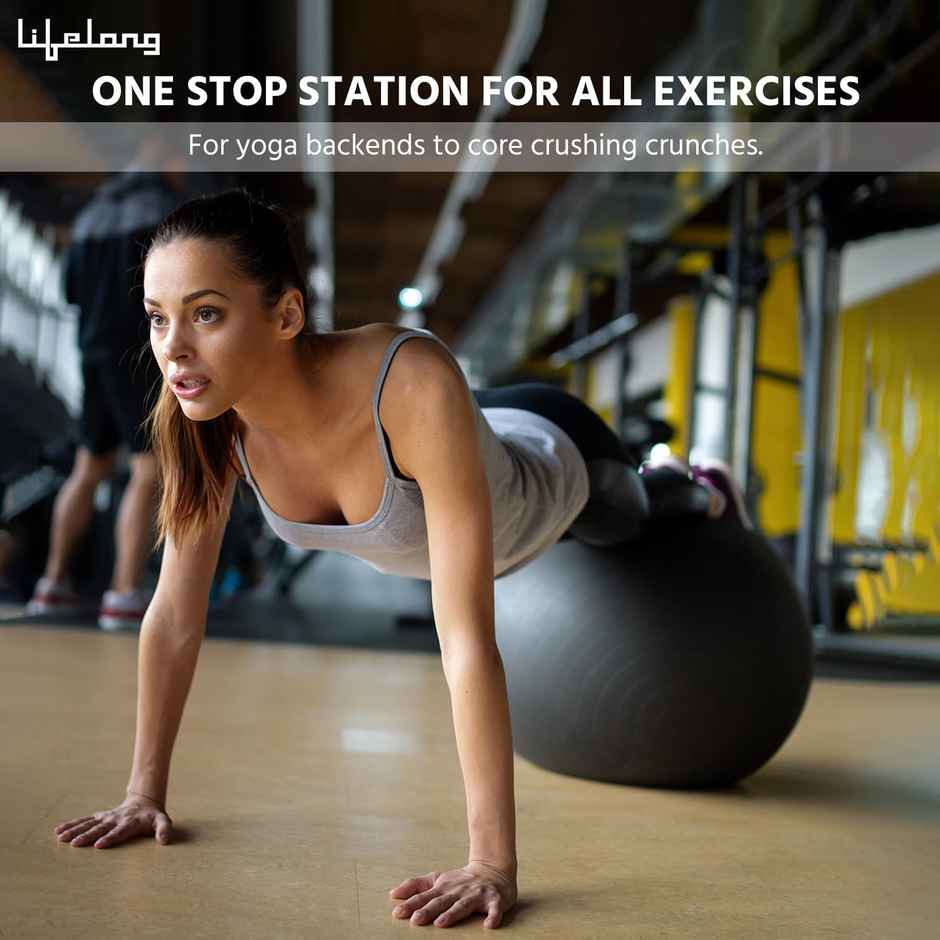 Lifelong Gym Ball for Exercise-Anti Burst Exercise Ball with Foot Pump- 75 Cm, Black