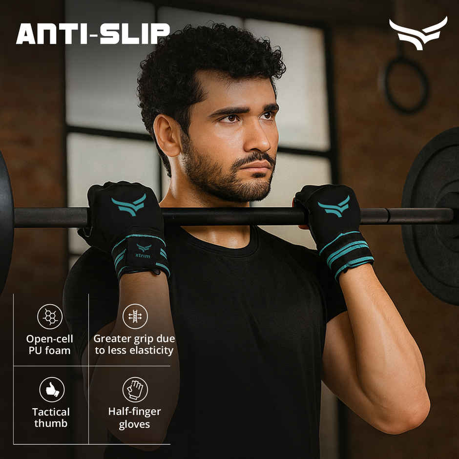 Xtrim Leather Gym Gloves for Men & Women | Wrist Support & Weightlifting Gloves - S