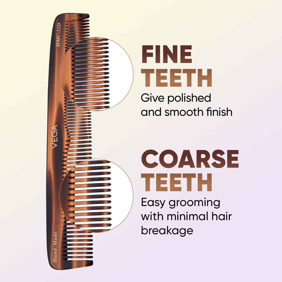 Vega Handcrafted Graduated Dressing Hair Comb made with Cellulose Acetate for Men & Women (HMC-32D)