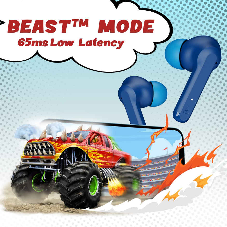 boAt Airdopes 458 TWS Earbuds W/ Spatial Bionic Sound by Thx, in Ear Enx Tech(Sport Blue)