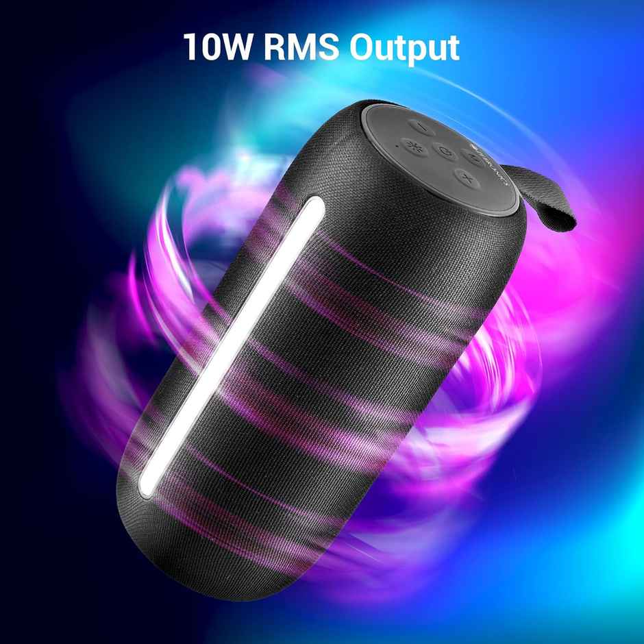 Zebronics Sonic Pod 20 10W Bt Speaker, 15 Hr Playback, Rgb Led, Tws, Usb/Msd/Aux, Black