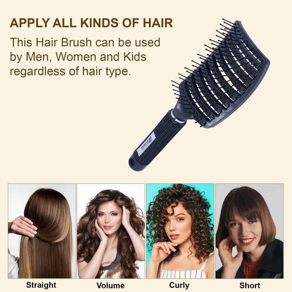 Bronson Professional Paddle Hair Brush Vented For Detangling And Instant Hair Volume - Black