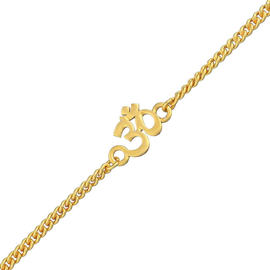 Religious Auspicious Gold Tone Om Bracelet Style Rakhi (Voylla)