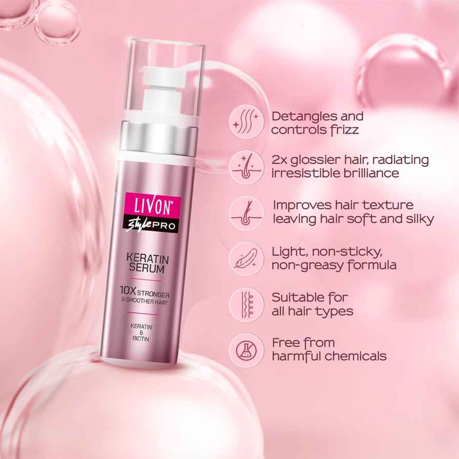 Livon Style Pro Keratin Serum 10X Stronger & Smoother Hair Keratin & Biotin