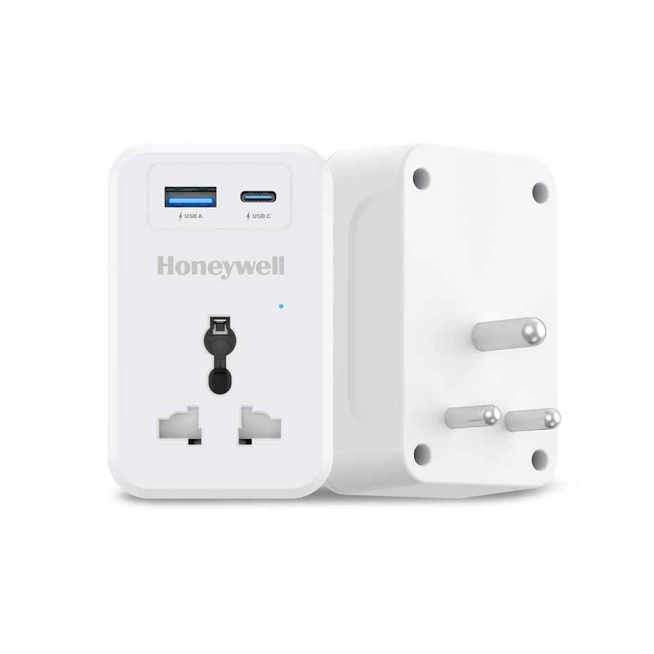 Honeywell 3 Out Surge Cube, Spike Guard, 1 Outlet, PD20W & USB A Port, 7500Amp, Charge On The Go, Device Secure Warranty, Automatic Overload Protection - White