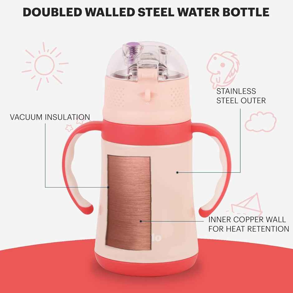 Cello Doodle Kids Flask | 329 ml | Leak-Proof | Red