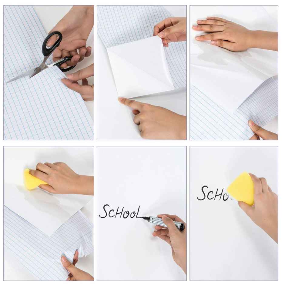 Chrome Polyvinyl Chloride White Board Wall Sticker With For School, Office, College (45X200Cm)