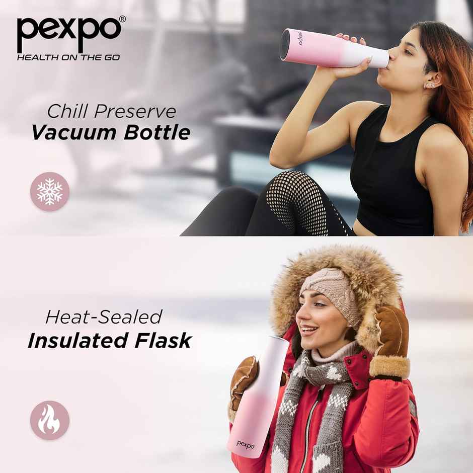 Pexpo Stainless Steel Morocco Hot & Cold Insulated Water Bottle | Pink & Purple | 620 ml