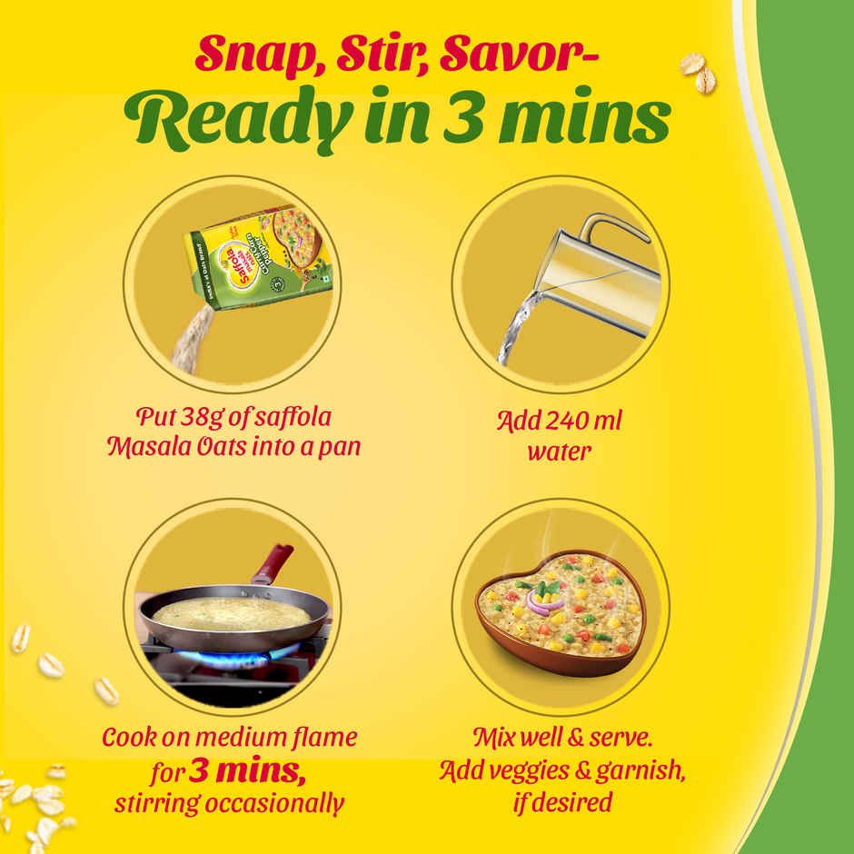 Saffola Masala Oats | Curry & Pepper | Anytime Snack | Ready in 3 mins | Millets Goodness | 500g