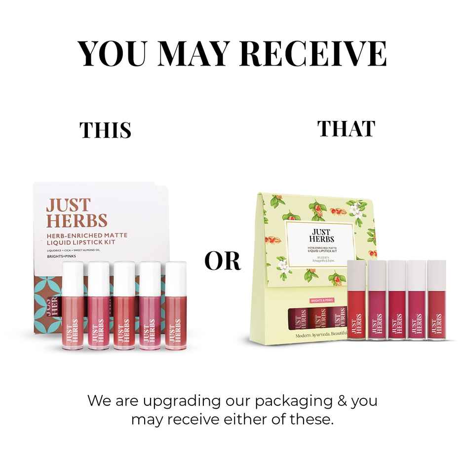Just Herbs Enriched Liquid Lipstick Kit Set Of 5 Brights & Pinks(5ml) & Peacock Rakhi(1pc) Combo