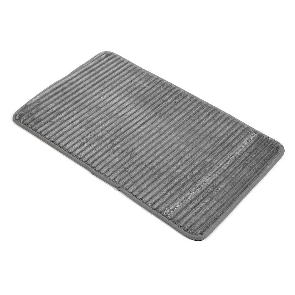 Status Ribbed Anti- Skid Foam Bath Mat | 40 x 60 cm | Grey
