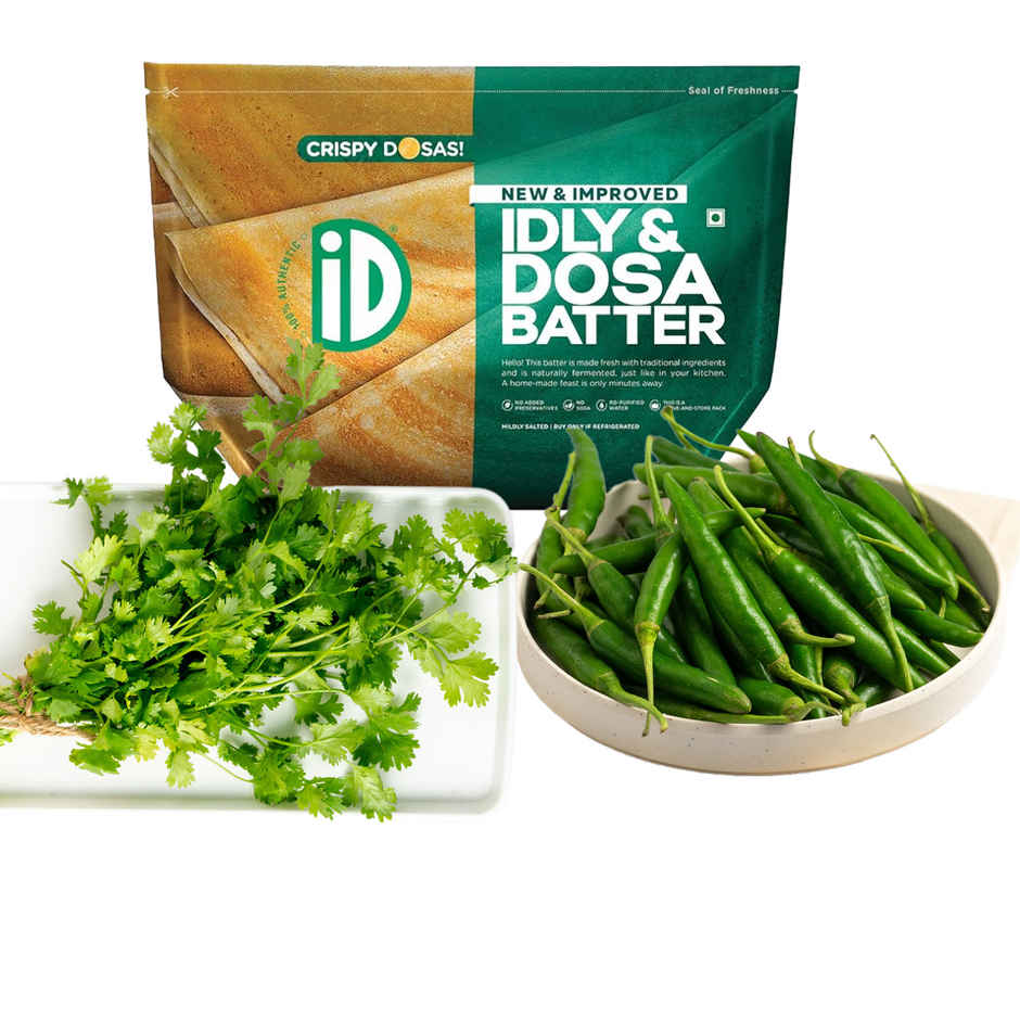 Id Fresh Idli & Dosa Batter (500g) & Chilli Green (100g) & Coriander Leaves (100g) Combo