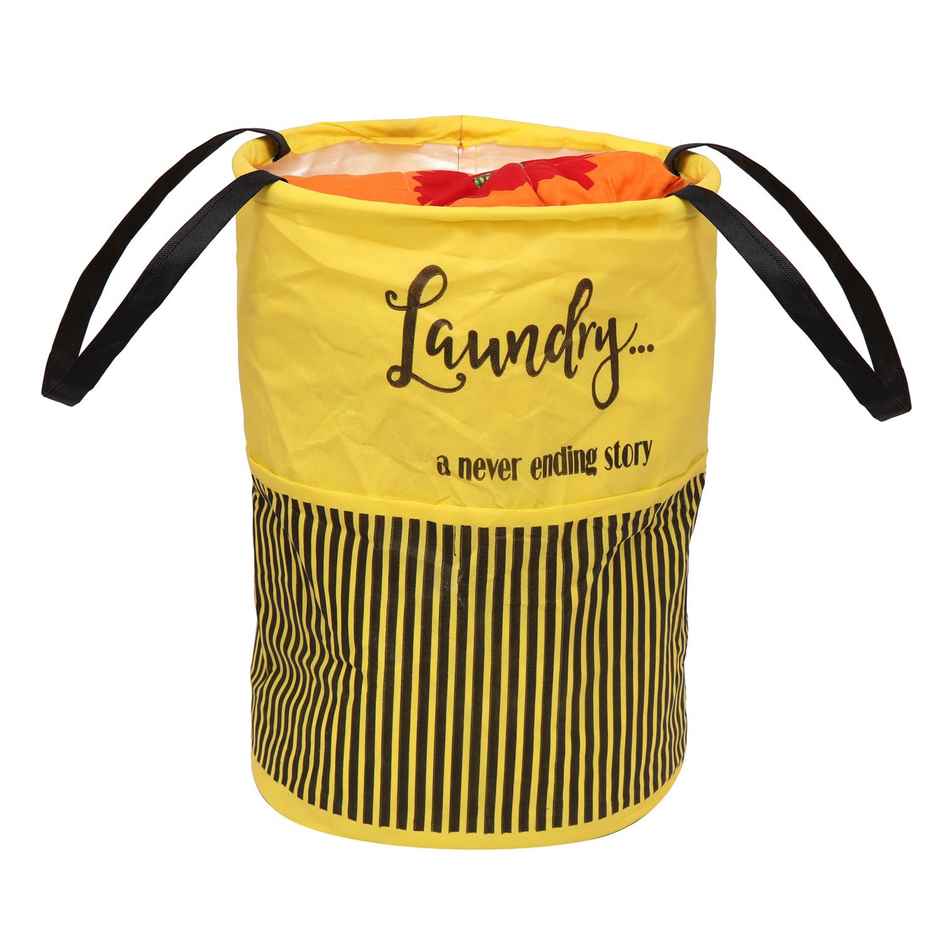 Perpetual Cloth Basket For Laundry - Waterproof Non Woven Foldable Basket Bag With Handle 45L (Yline)