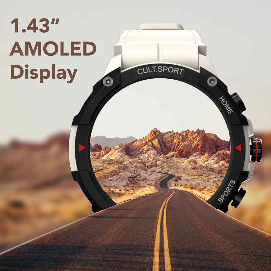 Cultsport Ranger XR 1.43" AMOLED Display Outdoor Rugged Smartwatch, AOD, BT Calling (White)