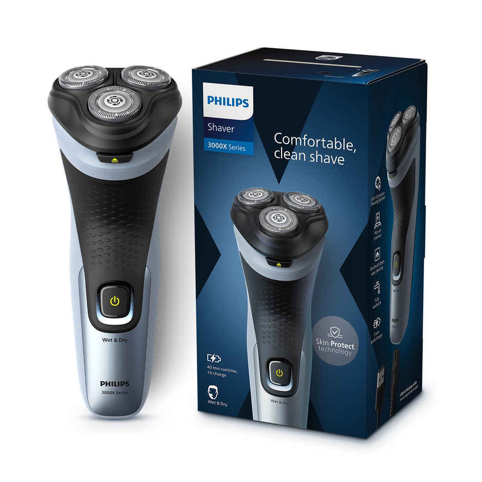 Philips Wet & Dry Electric Shaver|4D Flex Heads|Pop-up Trimmer|ComfortCut Blades|X3063/03