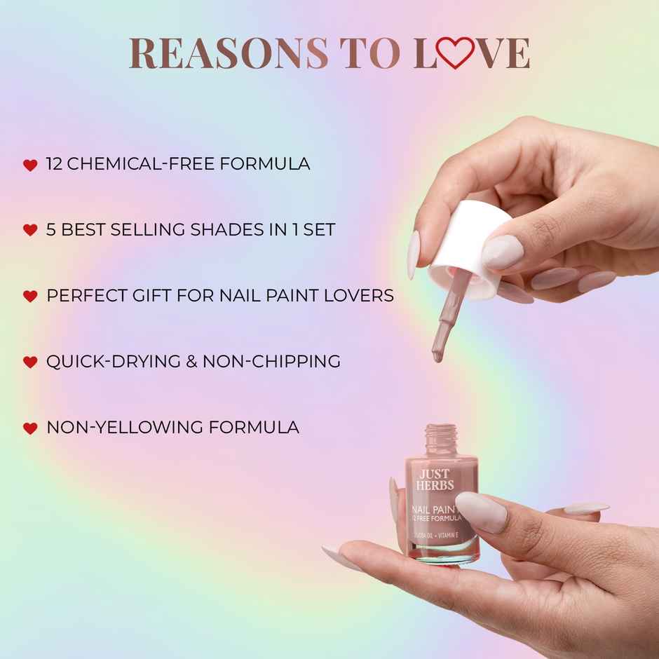 Just Herbs Clean Girl Aesthetic Nail Paint Kit | Complete Set