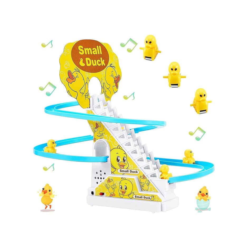 Toyshine 3 Duck Slide Toy Set, Funny Automatic Stair Climbing Ducklings Cartoon Race Track Set