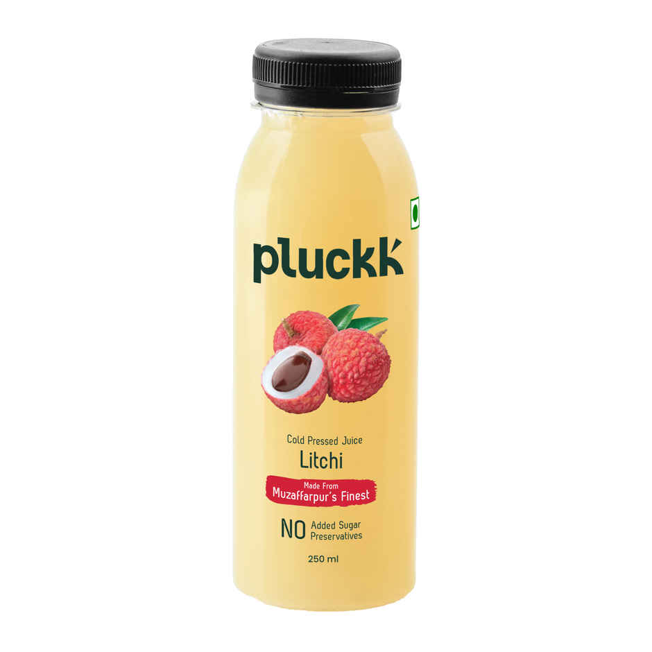 Pluckk Cold-Pressed Litchi Fruit Juice | No Added Sugar | No Preservatives | Rich in Potassium