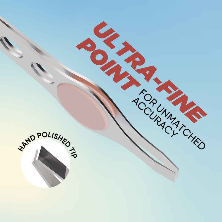 Vega Tweezer with Stainless Steel Square Tip, Rubber Grip for Women & Men (TW-04)