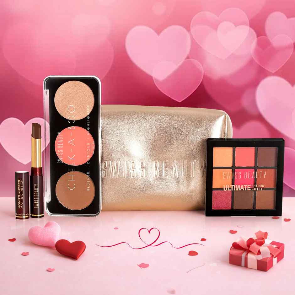 Swiss Beauty Everyday Ultimate Makeup Kit | Eyeshadow | Lipstick | Highlighter & Blusher & Pouch