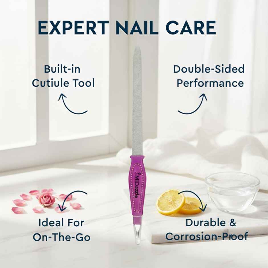 Midazzle Nail Filer with Cuticle Trimmer Cutter Remover Tool