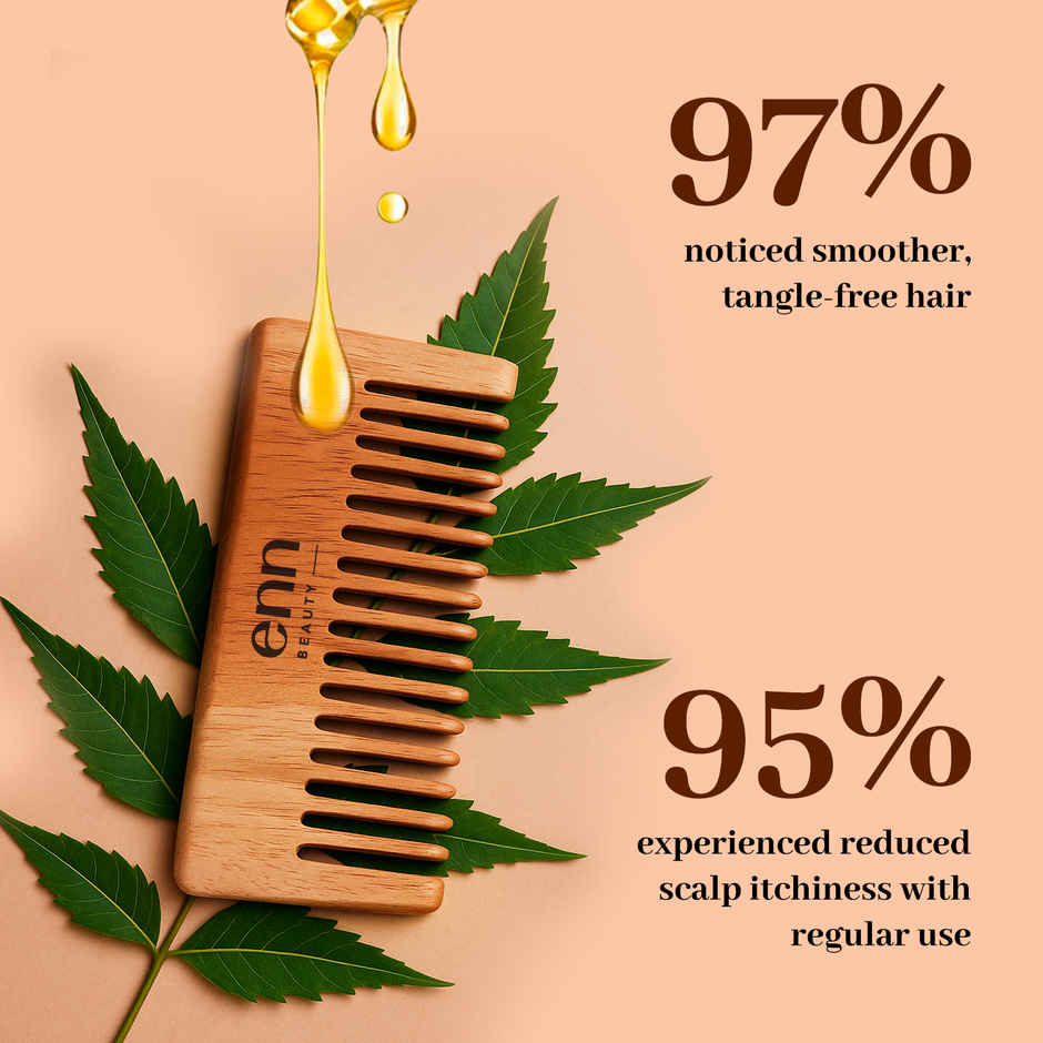 ENN Beauty Neem Wood Herbal Comb | Wide Tooth |Ayurvedic Hair Care for Growth, Shine & Frizz Control