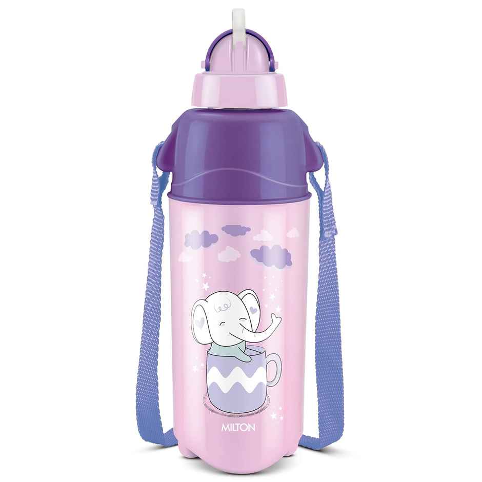 Milton Kool Trendy 500 Plastic Insulated Water Bottle With Straw For Kids | 490 ml | Purple