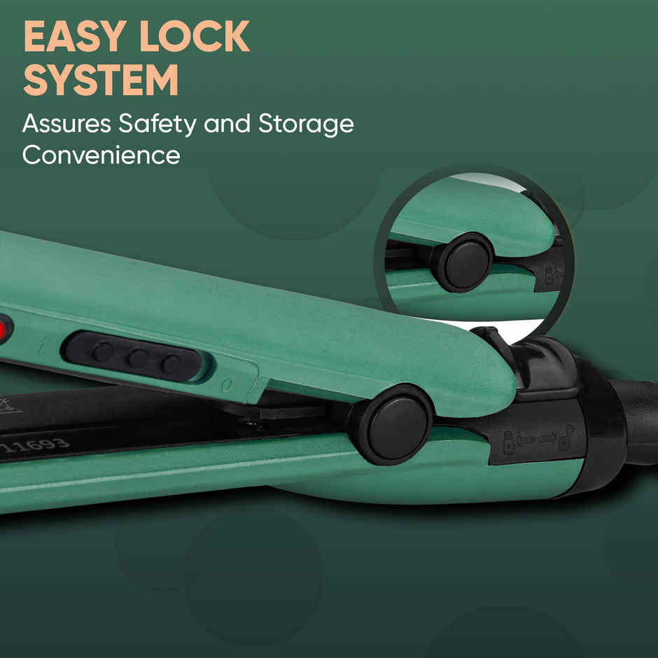 Vega Salon Smooth Hair Straightener for Women with Quick Heatup, 1 Year Warranty, Green (VHSH-42)