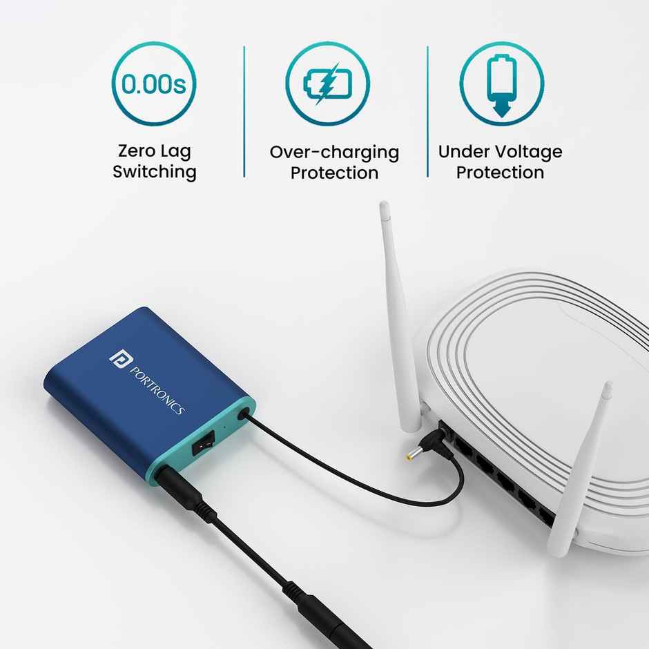 Portronics Power Plus Advanced 2000 mAh WiFi Router Power Bank, Design for 12v DC WiFi Router Blue