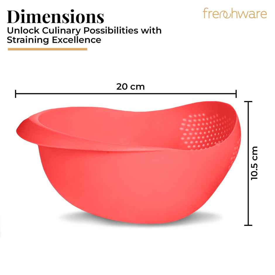 Frenchware Plastic Colander Bowl, Food-Grade Plastic, BPA-Free, Dishwasher-Safe - Red