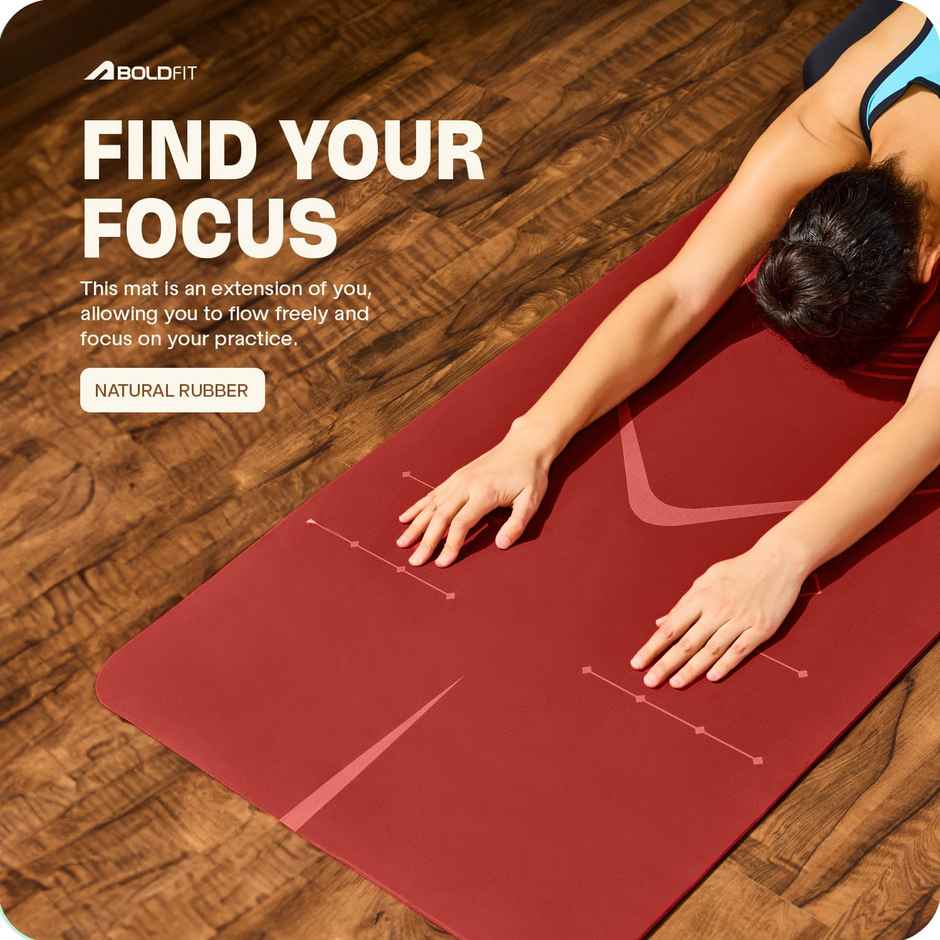 Boldfit Unisex Yoga Mat With Bag 6mm Alignment TPE Rubber Material Extra Thick - Contessa
