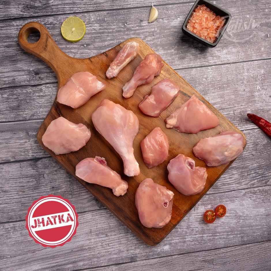 Relish Jhatka Chicken Curry Cut Without Skin | Energy - 190 kcal | Protein - 24g / 100 g