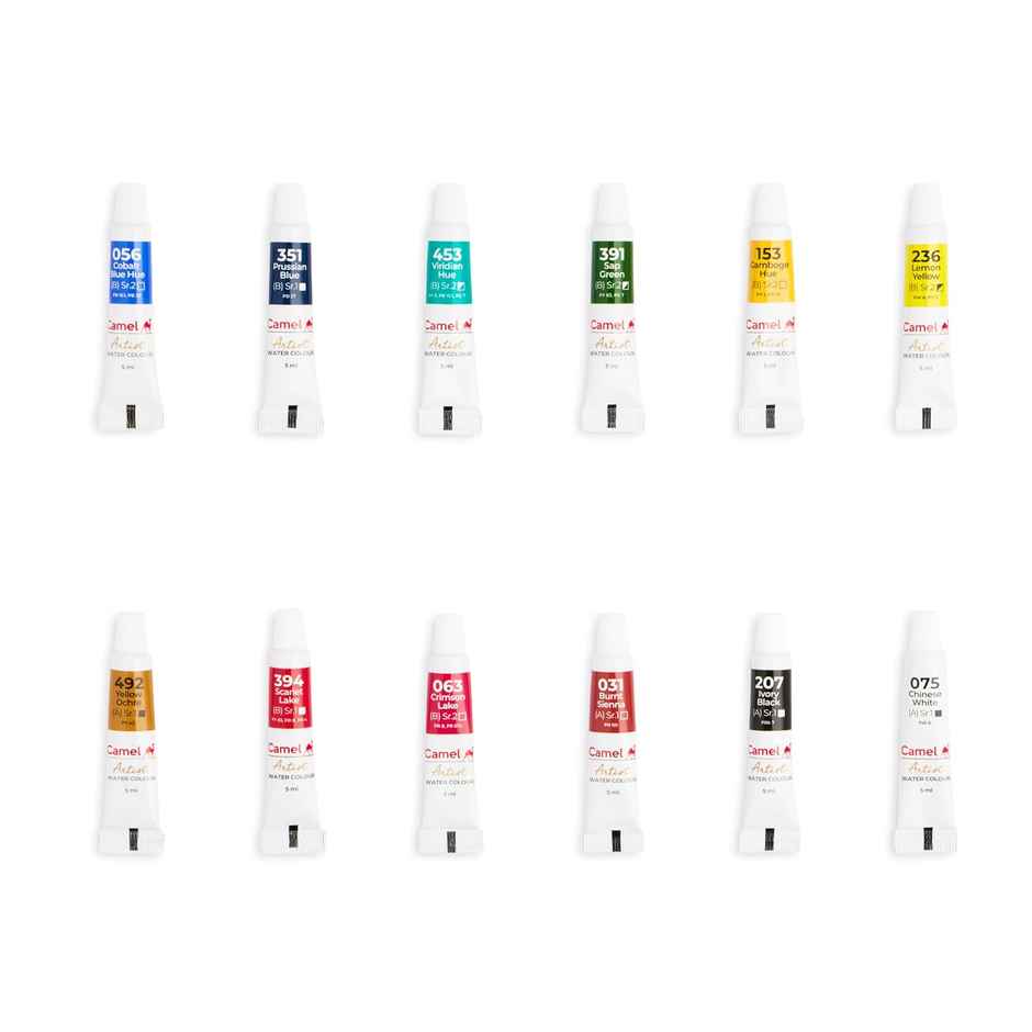 Camel Artist Watercolor Tubes 12 Shades, 5Ml