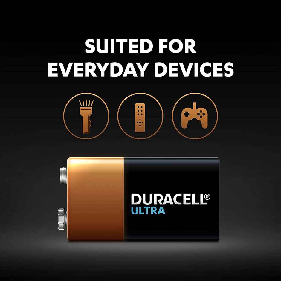 Duracell Ultra 9V Battery, Pack of 1, High-Drain Devices, Smoke Alarm, Radio, Smoke Detector