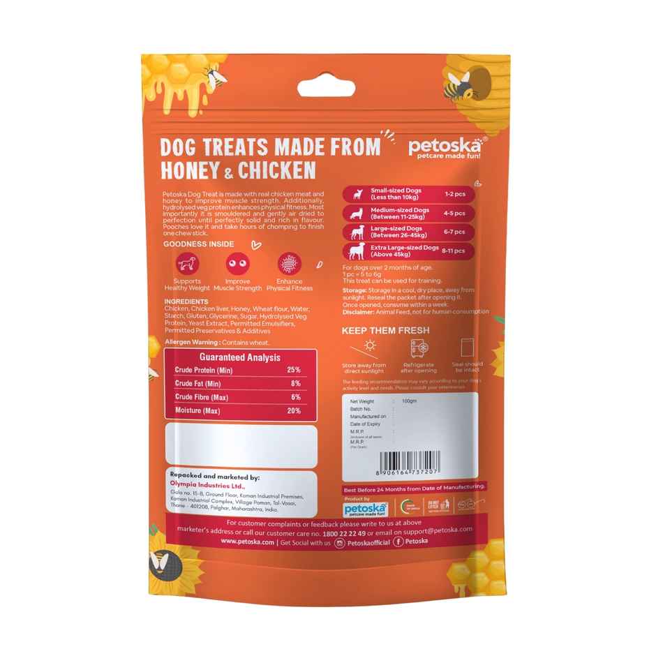 Petoska Dog Treats Chicken Honey Sticks Combo