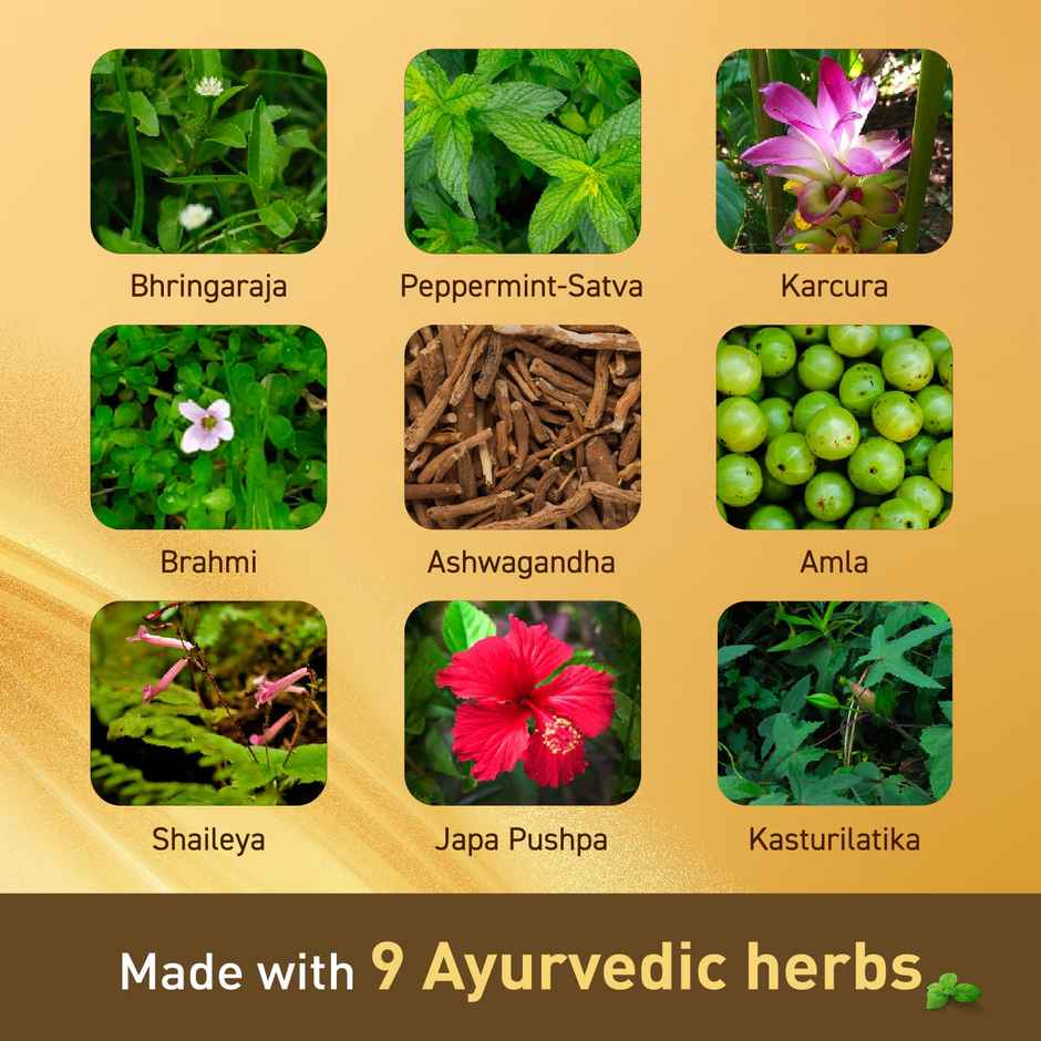 Navratna Gold Ayurvedic Hair Oil Non Sticky Mild Fragrance Goodness Of Almond