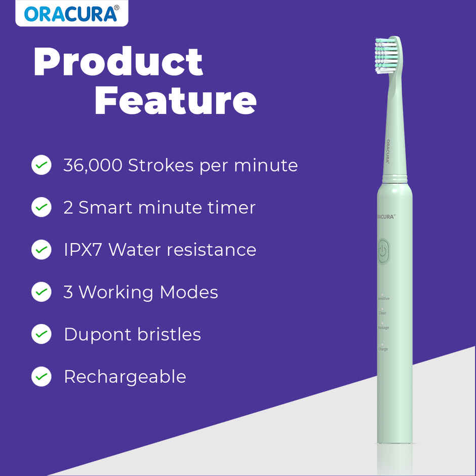 Oracura Sb200 Sonic Lite Rechargeable Electric Toothbrush Green
