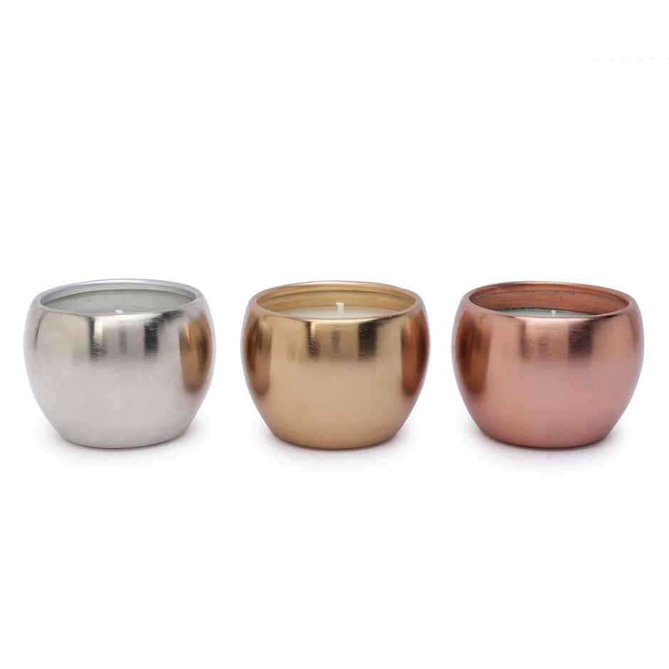 Sanskrit Serenity Metallic Candle Set | Pack of 3 | Auradecor