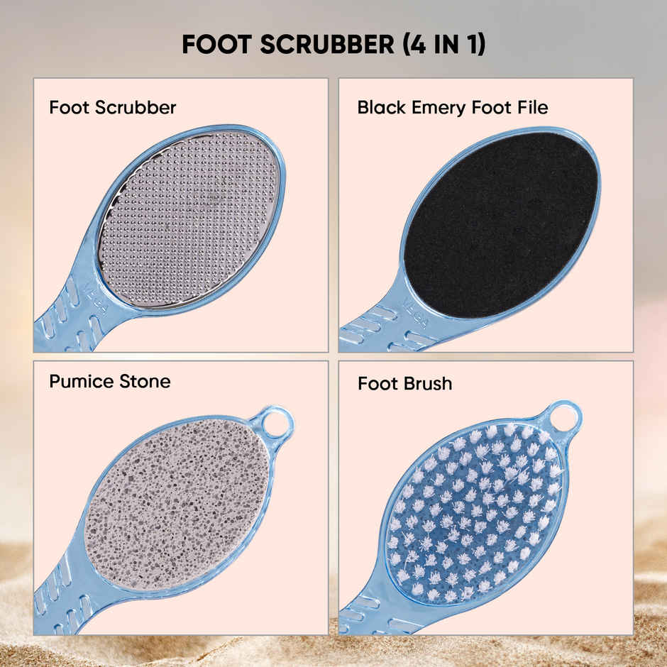 VEGA 4 in 1 Foot Pedicure Brush, Pumice Stone, Scrubber & File for Soft Care | PD-02