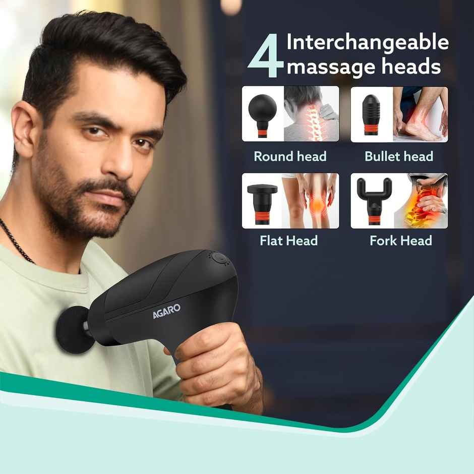 Agaro Icon Gun Massager, 4 Heads, 6 Speed,Percussion Muscle Massager For Full Body Pain Relief