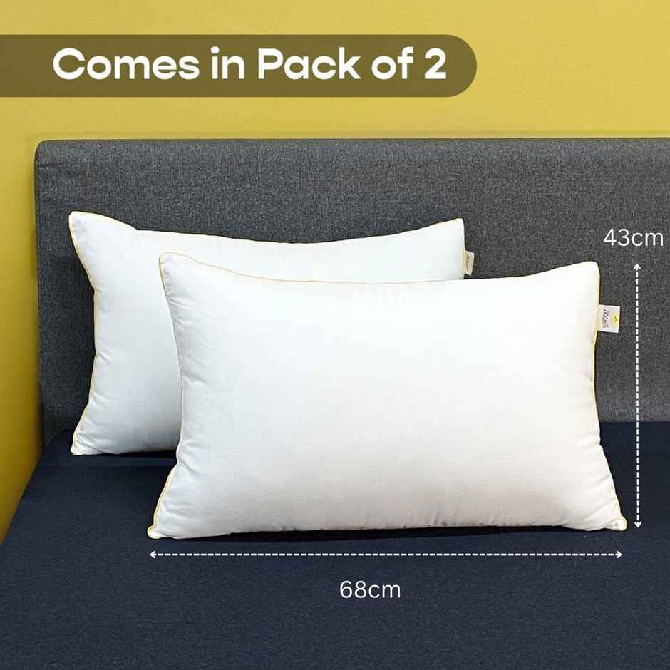 SleepyCat Fiber Lite Pillow Medium Soft White(Standard Size, 27 x 17Inches)