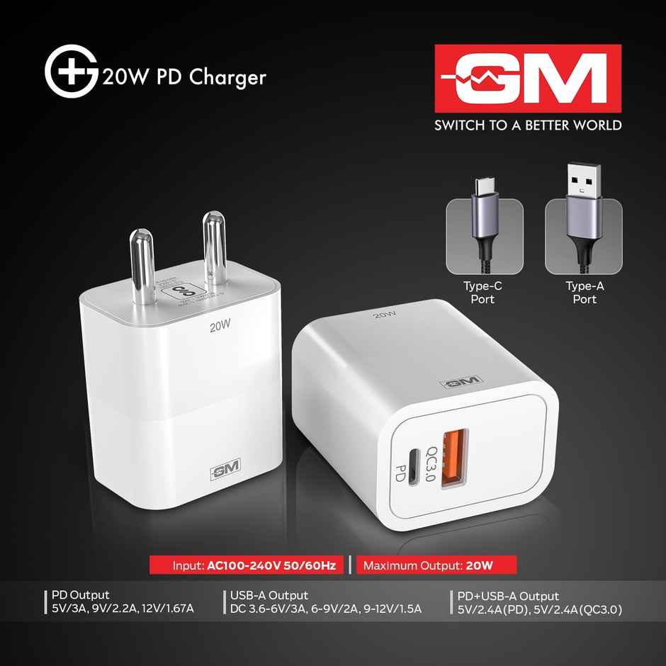 GM G+ 20W Dual-Port Charger